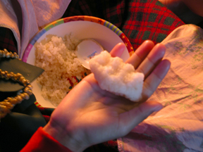 balling rice in hands